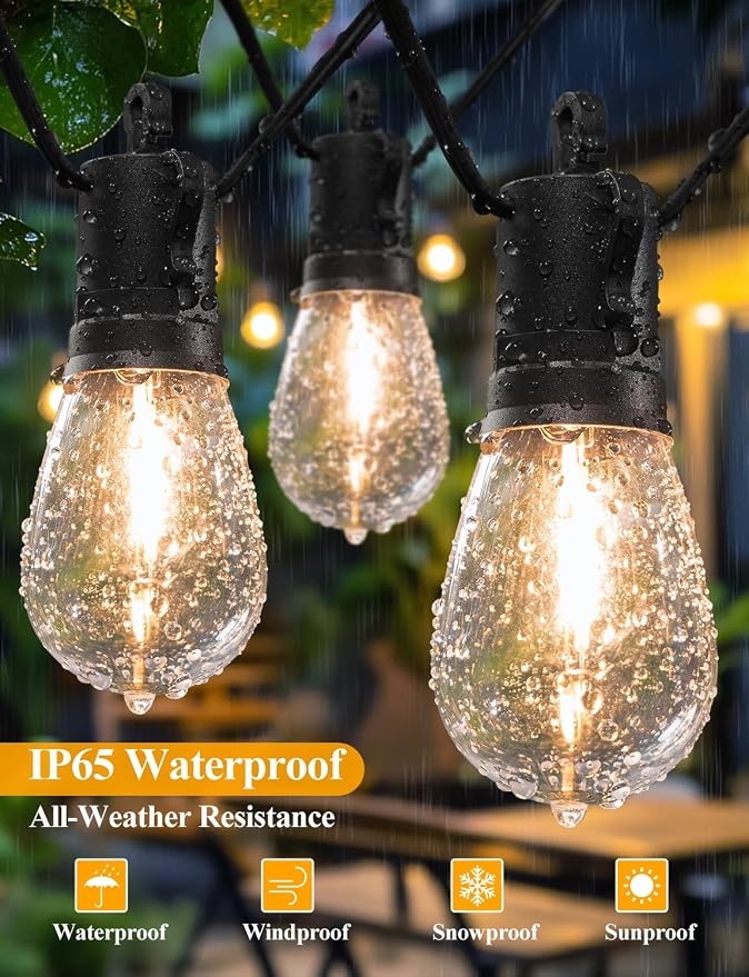 Brightever LED Outdoor String Lights 100FT Patio Lights - Image 5