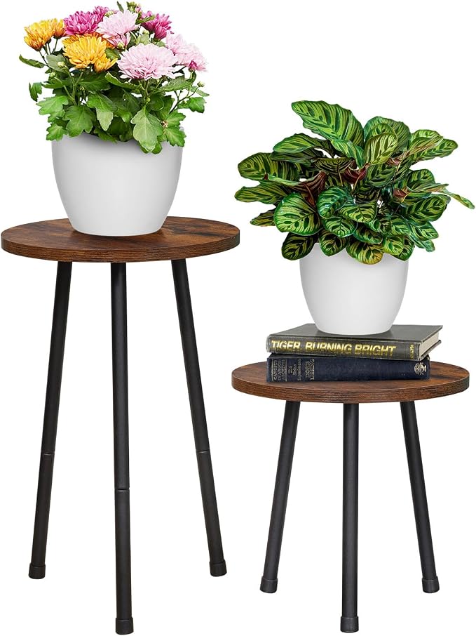 2 Pack Indoor Plant Stand, Mid-Century Wooden Style Plant Holder, Indoor by YENGOTH