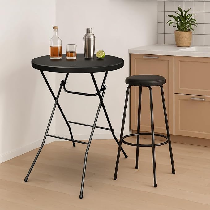 Bonnlo 32" Cocktail Table High Top Table, Folding Round Table Bar Height - Image 6