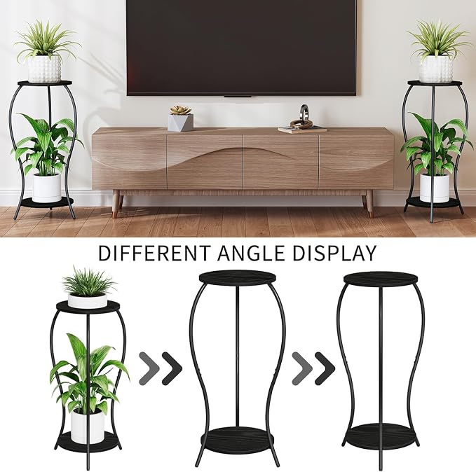Plant Stand Indoor, 2 Tier Round Tall Plant Stand, Flower Pot Stand, Plant - Image 7