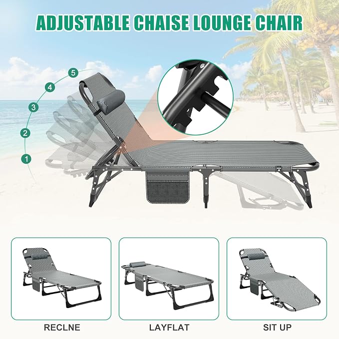 LILYPELLE Folding Outside Chaise Lounge Chair - Image 2