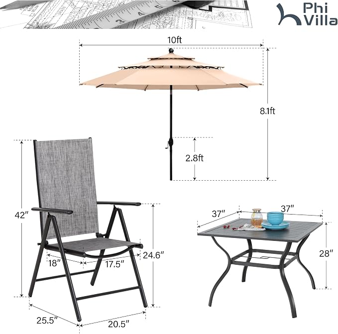 PHI VILLA Outdoor Patio Dining Set - Image 9