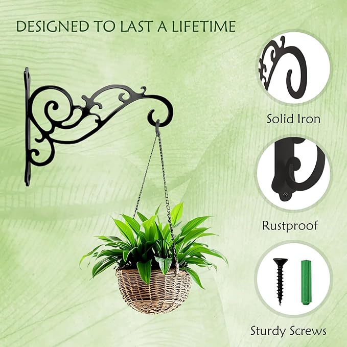 AIM & GGKK Metal Plant Hanger Hook – 2 Pack Hanging Plant Holder - Image 4