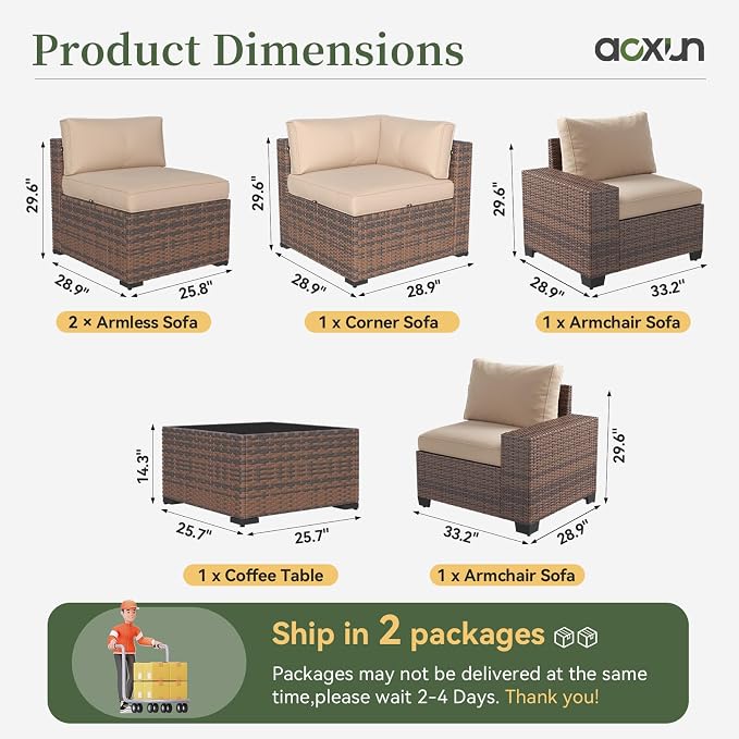 Aoxun 6 Piece Patio Furniture Set - Image 7
