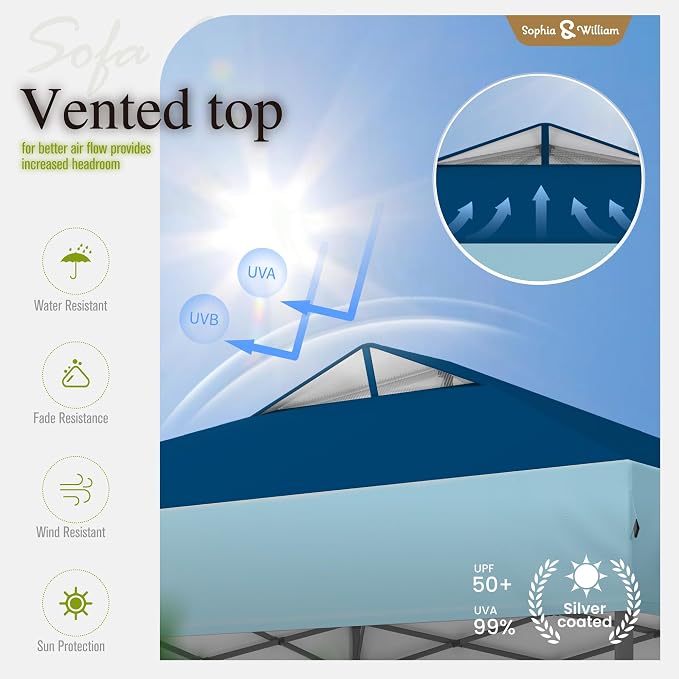 Sophia & William Canopy Tent Pop Up 10x10 ft, One Person Push Set Up Tent - Image 6