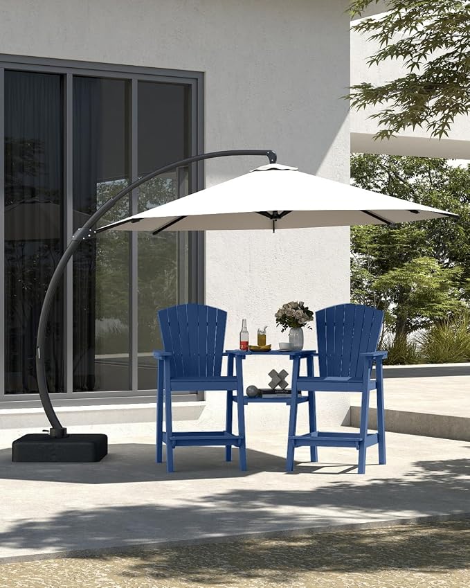 Navy Blue HDPE Tall Adirondack Chair Set of 2 - Image 9