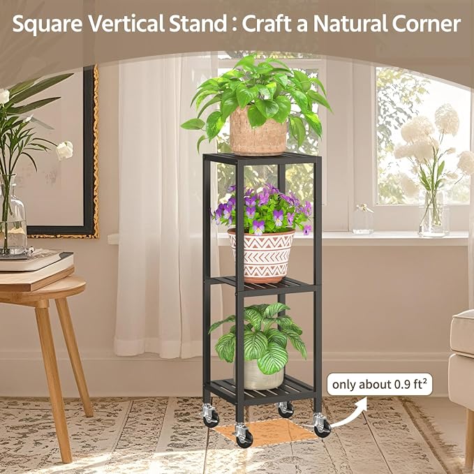 LASZOLA 3 Tier Black Metal Plant Stand Indoor Outdoor - Image 6