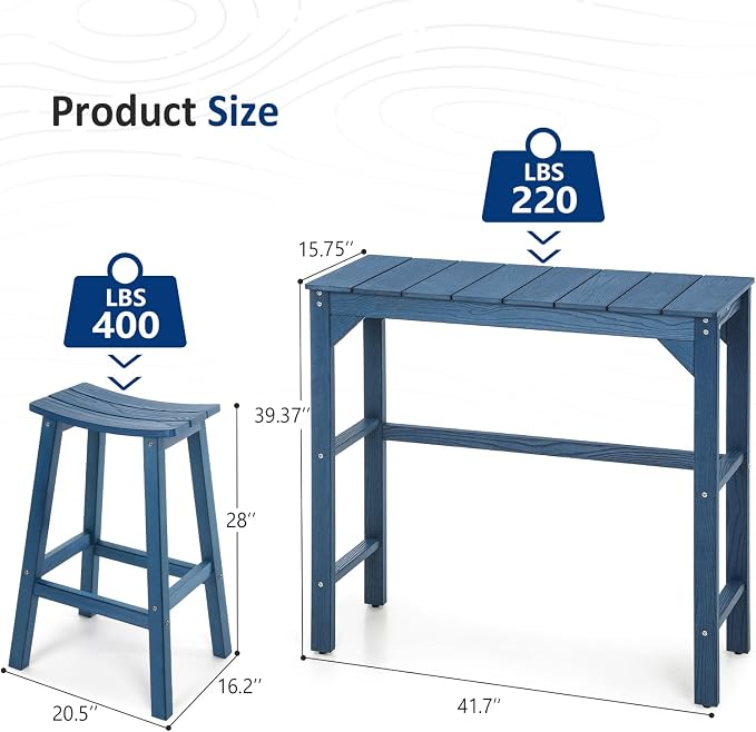 3 Piece Outdoor Bar Set, Poolside and Bistro, Weatherproof - Image 3