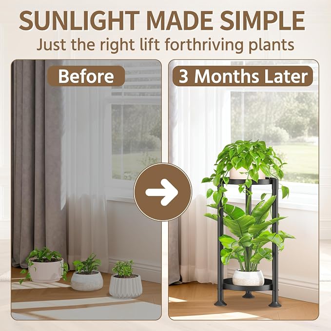 LASZOLA 2 Tier Black Corner Plant Stand Indoor - Image 5