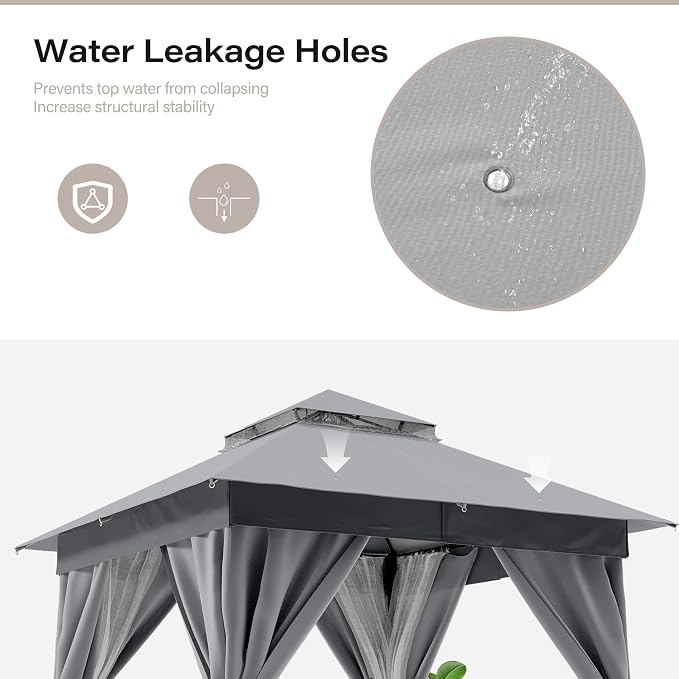 LAUSAINT HOME Semi-Permanent Outdoor Patio Gazebo 10'x10', Heavy Duty Party - Image 5