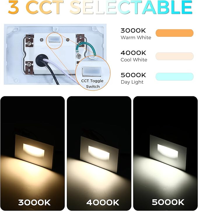 CLOUDY BAY 3 Color 120V Dimmable LED Indoor Outdoor Step Light, - Image 3