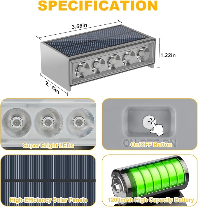 T-SUN Solar Step Lights for Outside 6 Pack Color Changing Solar Step Lights - Image 8