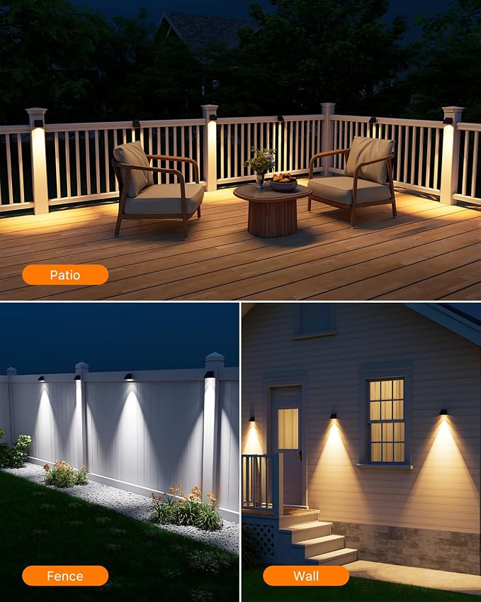 16 Pack Solar Powered Fence Lights Outdoor Wall Mount Decorative Waterproof - Image 8
