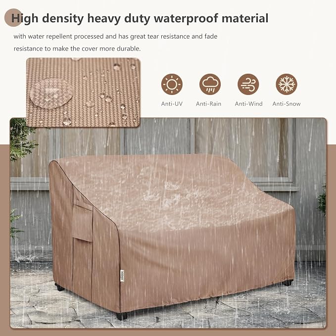 3-Seater Heavy Duty Patio Bench Loveseat Cover, 100% Waterproof Outdoor Sofa - Image 4