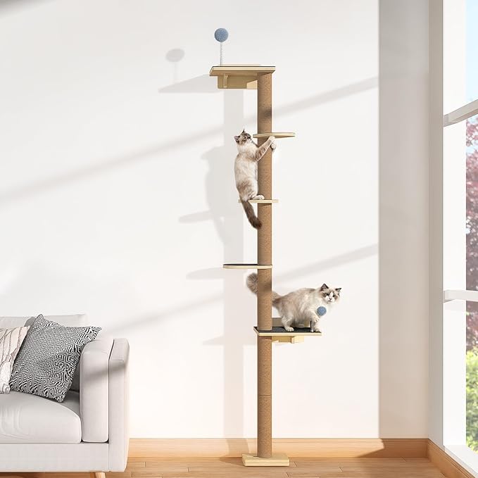 Tall Cat Tree Wall Mounted for Large Cats, 82 inch Scratching Post by Chuiendi