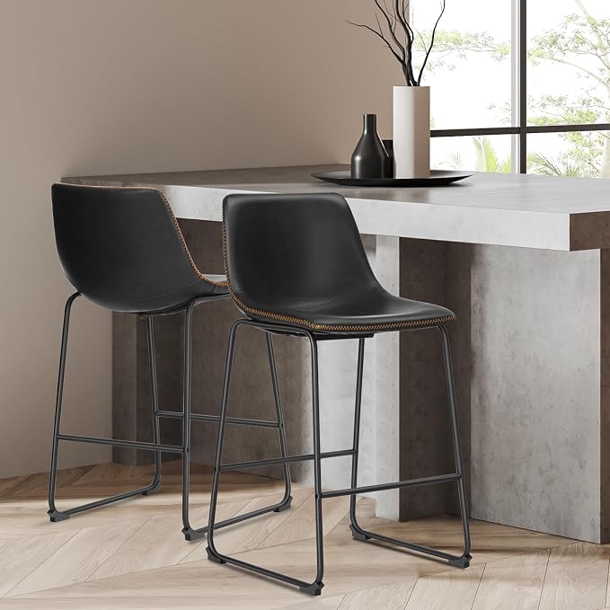 DUMOS 26 Inch Counter Height Bar Stools Set of 4, Modern Faux Leather High - Image 7