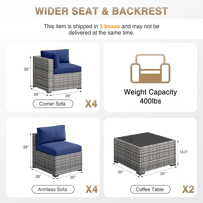 Aoxun Patio Furniture Sets, 10-Piece Outdoor Patio Furniture - Image 6