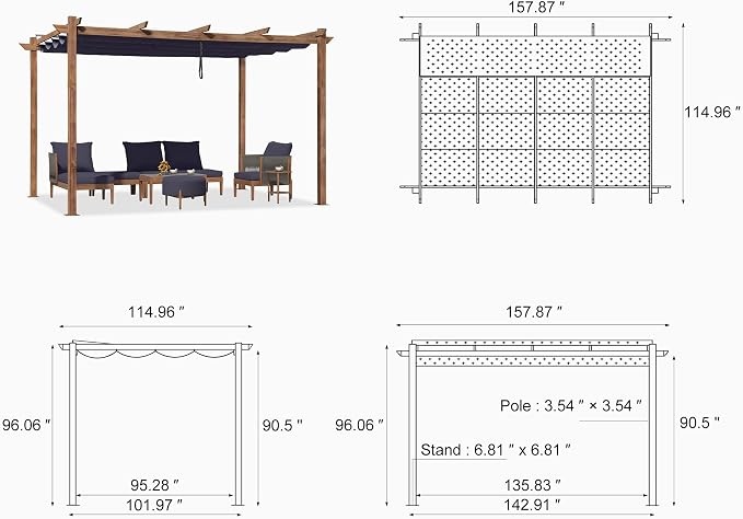 PURPLE LEAF 10' x 13' Outdoor Retractable Pergola - Image 9
