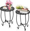 2 Pack Outdoor Side Tables for Patio, Weather Resistant Steel Patio Side Table by DARCKLE