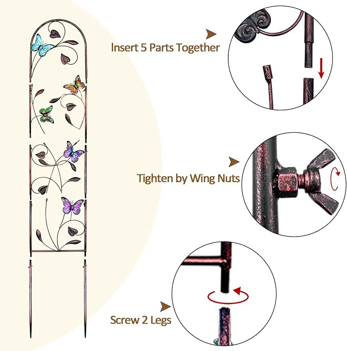 aboxoo Set of 2 Packs Butterfly Metal Garden Trellis - Image 4