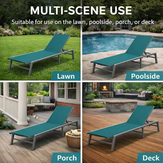Kozyard Outdoor Foldable Lounge Chair, Aluminum Frame Patio Lounger - Image 7