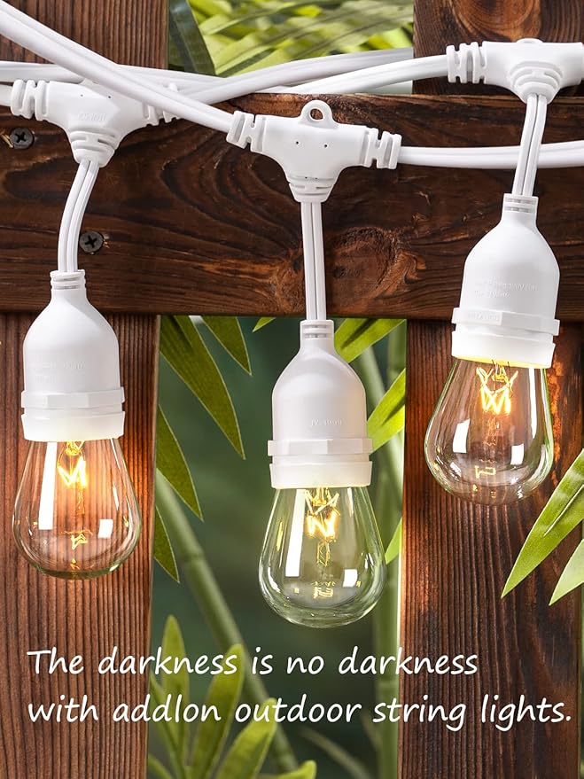 addlon 96FT Outdoor String Lights White Commercial Grade Weatherproof Strand - Image 2