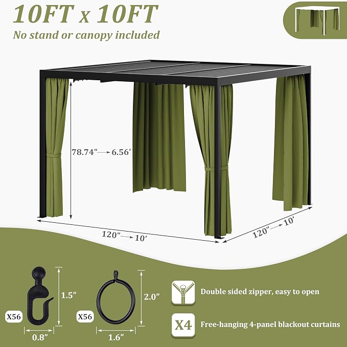 Gazebo Universal Replacement Privacy Curtain, 4-Panels Sidewall Curtains - Image 2
