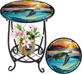 Outdoor Side Table Round Small Mosaic Patio Accent Indoor End Plant Coffee Tea by Cinnvoice