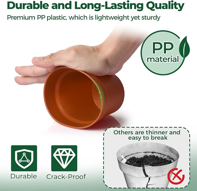 T4U 4 Inch Plant Pots 18-Pack, Small Flower Pots - Image 3