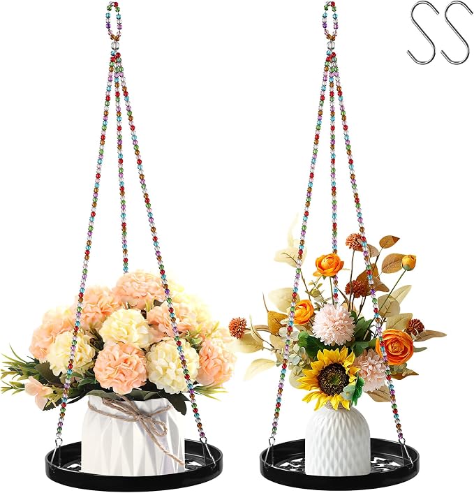 2-Pack Modern Boho Macrame Plant Hanger, 10/11 Inch Metal Hanging Planter Holder - Image 8