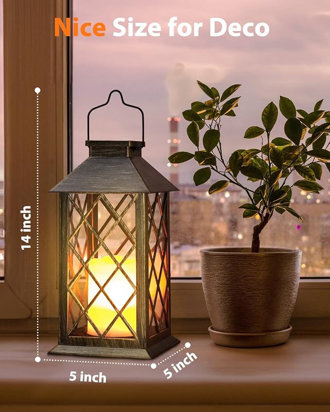 Otdair Solar Lanterns Outdoor Waterproof, 2 Pack 14" Solar Lantern - Image 5