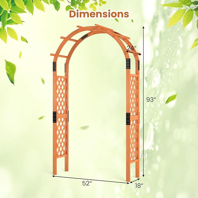 Giantex 7.7FT Wooden Garden Arbor Trellis, Outdoor Pergola Arch - Image 3