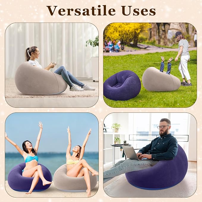 Realspring Inflatable Bean Bag Chairs Outdoor Blow up Camping Chairs Inflatable - Image 7