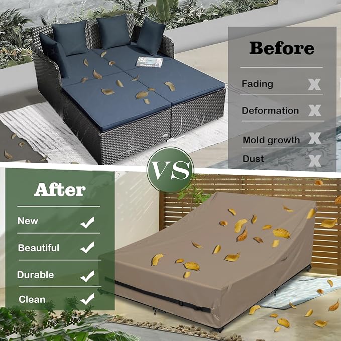 Waterproof Outdoor Daybed Cover Heavy Duty 600D Weather-Resistant Patio Sunbed - Image 7