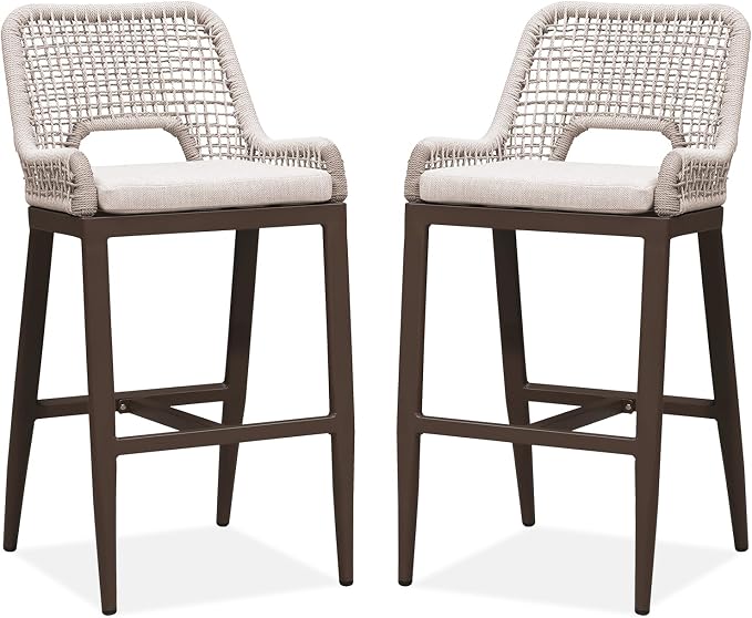 PURPLE LEAF Bar Stools Set of 2 Bar Height Metal Bar Chairs - Image 9