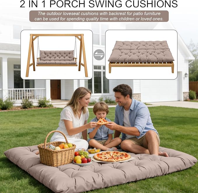 Porch Swing Cushions, Outdoor Swing Replacement Cushions 3 Seater - Image 7