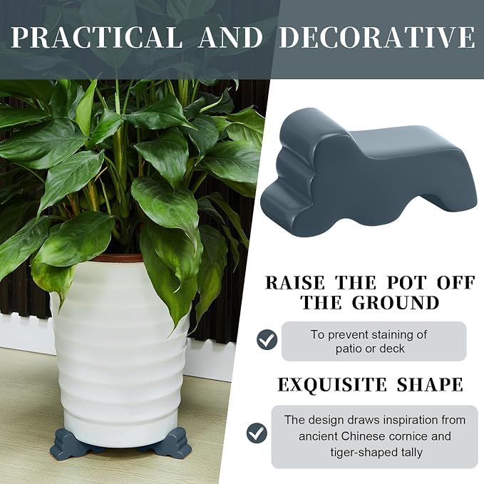 Kigeli 6 Pcs Resin Garden Pot Feet - Image 4