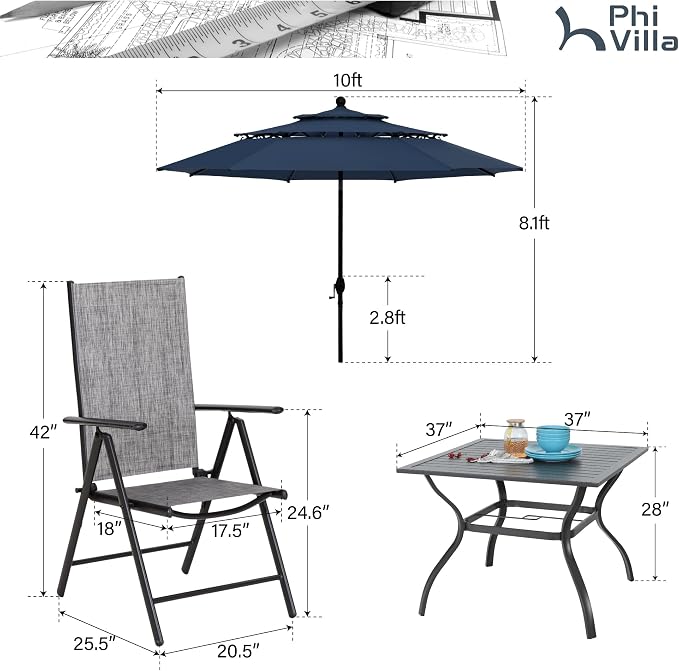 PHI VILLA Outdoor Patio Dining Set - Image 9