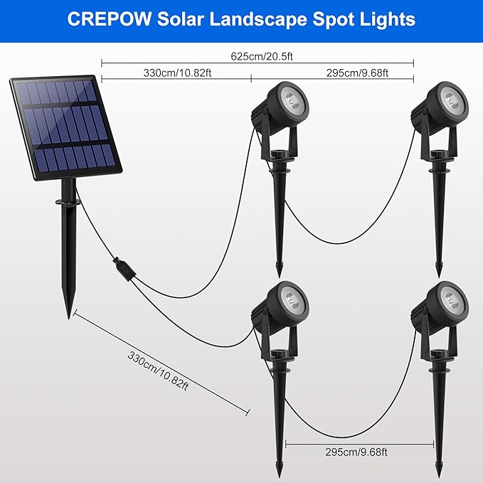 Solar Spot Lights Outdoor, 4-in-1 Solar Landscape Spotlight Waterproof 9.8ft - Image 6