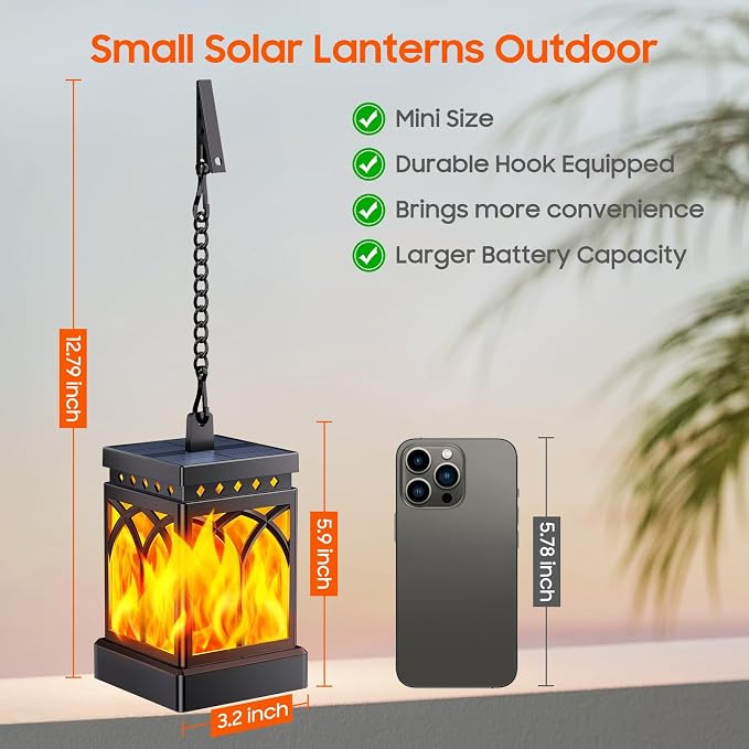 KOOPER 6 Pack Solar Lanterns Outdoor Waterproof, Upgraded Flickering Flame - Image 2