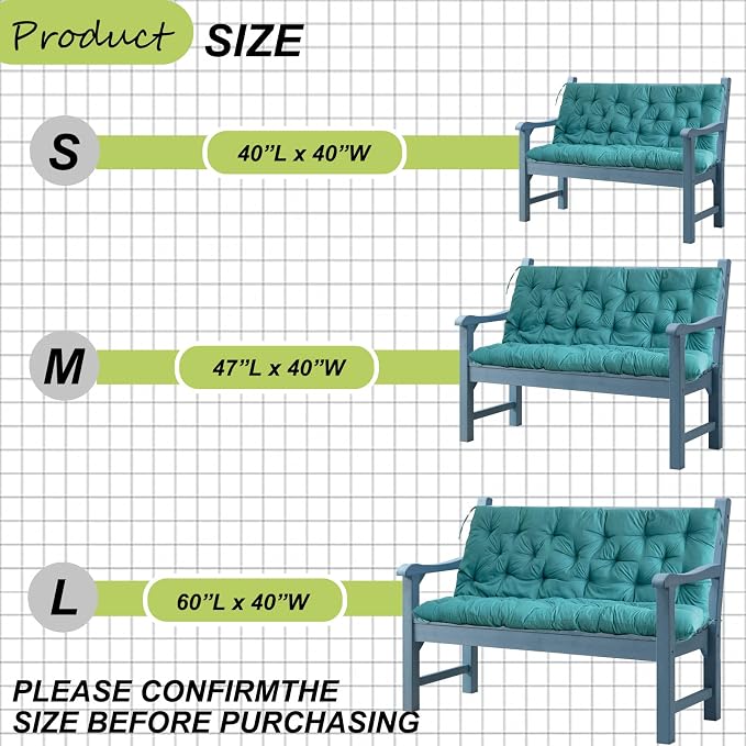 Waterproof Porch Swing Cushion Replacement, Thick 4" 2–3 Seat Outdoor Swing - Image 6