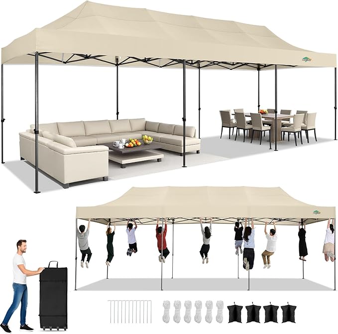COBIZI 10x30 Pop up Canopy Tent Heavy Duty Without Sidewalls, Easy Set-up by COBIZI