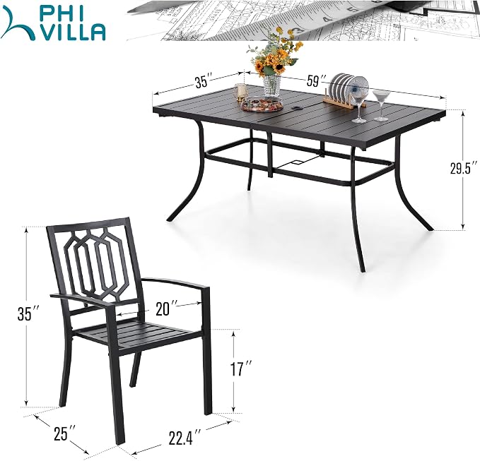 PHI VILLA 7 Piece Outdoor Dining Set - Image 9