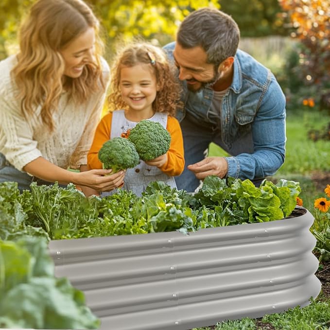 8x2x1ft Oval Galvanized Raised Garden Bed Outdoor 9-in-1 Large Metal Modular - Image 7