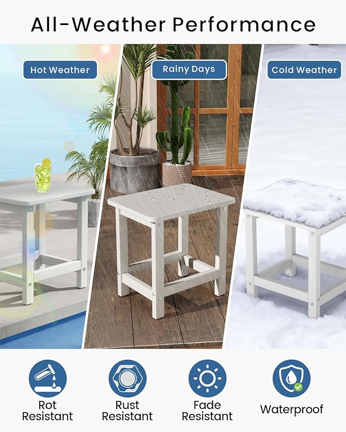 Weatherproof Outdoor Side Table, HDPE Small Outdoor Table - Image 4
