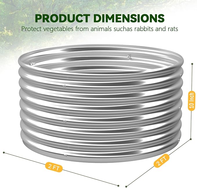 4 Pack 2x2FT Round Raised Beds for Gardening, Corrugated Galvanized Steel - Image 2