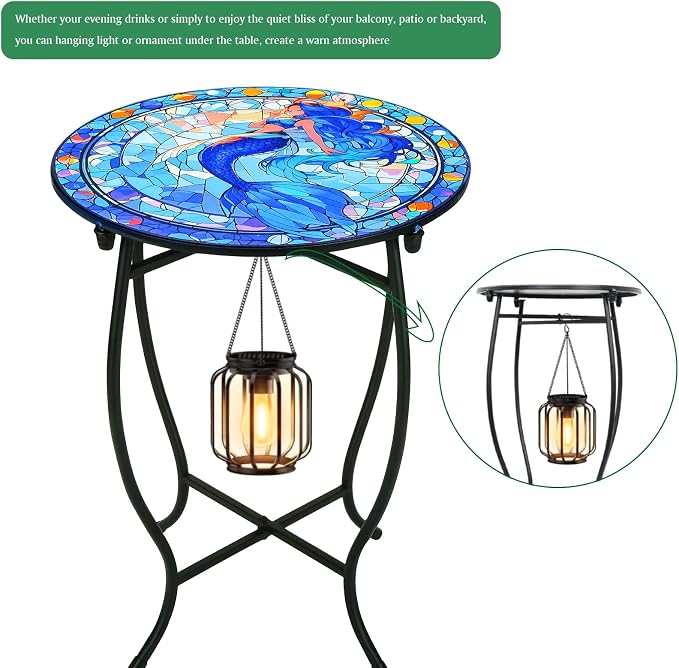 Fashion&cool Patio Side Table for Small Space, 14 Inch Weather Resistant Metal - Image 2