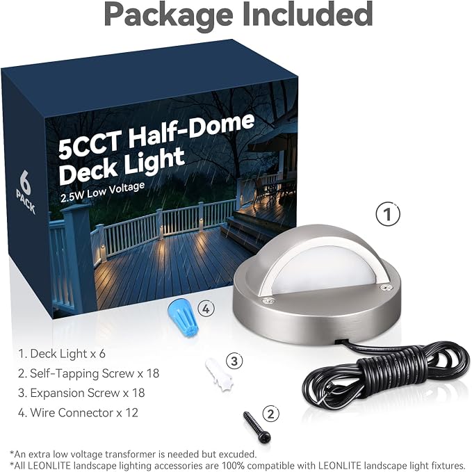 LEONLITE Update 5CCT LED Low Voltage Deck Light, 180LM 3.5inch Landscape Step - Image 9