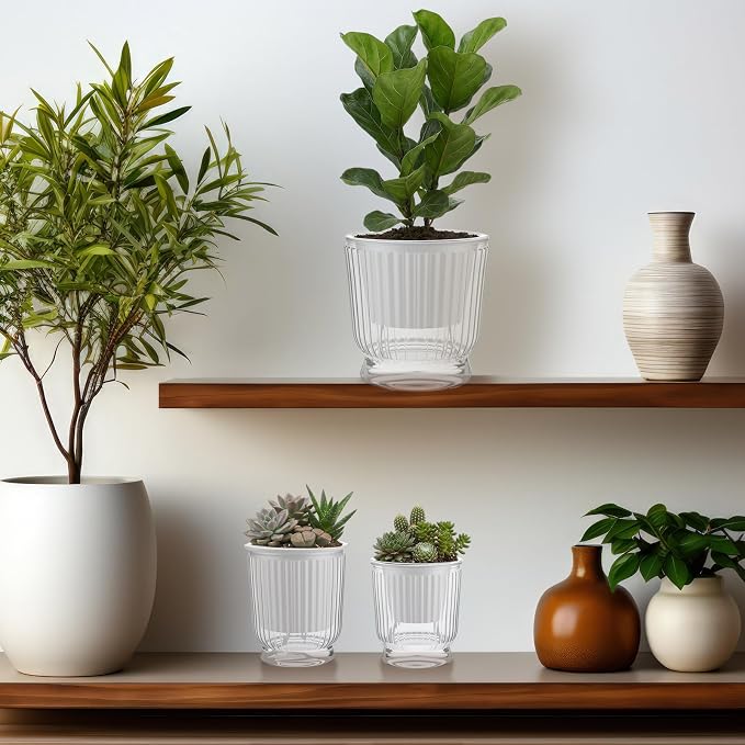 Set of 6 Self Watering Plant Pot 3 Sizes Plastic Double Layer Self Watering - Image 6