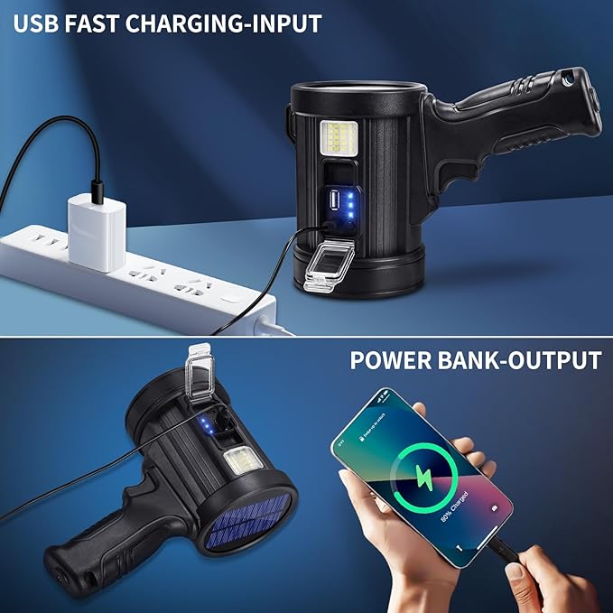 Rechargeable Spotlight, 99000 Lumens Bright LED Spotlight Flashlight, Long - Image 4